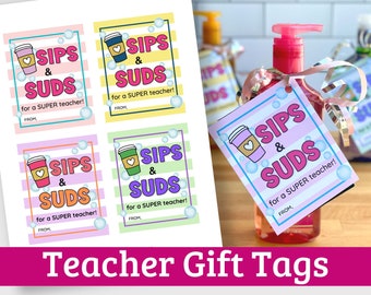 Teacher Gift Tags for Hand Soap and Coffee Gift Card - Printable Teacher Appreciation Tags