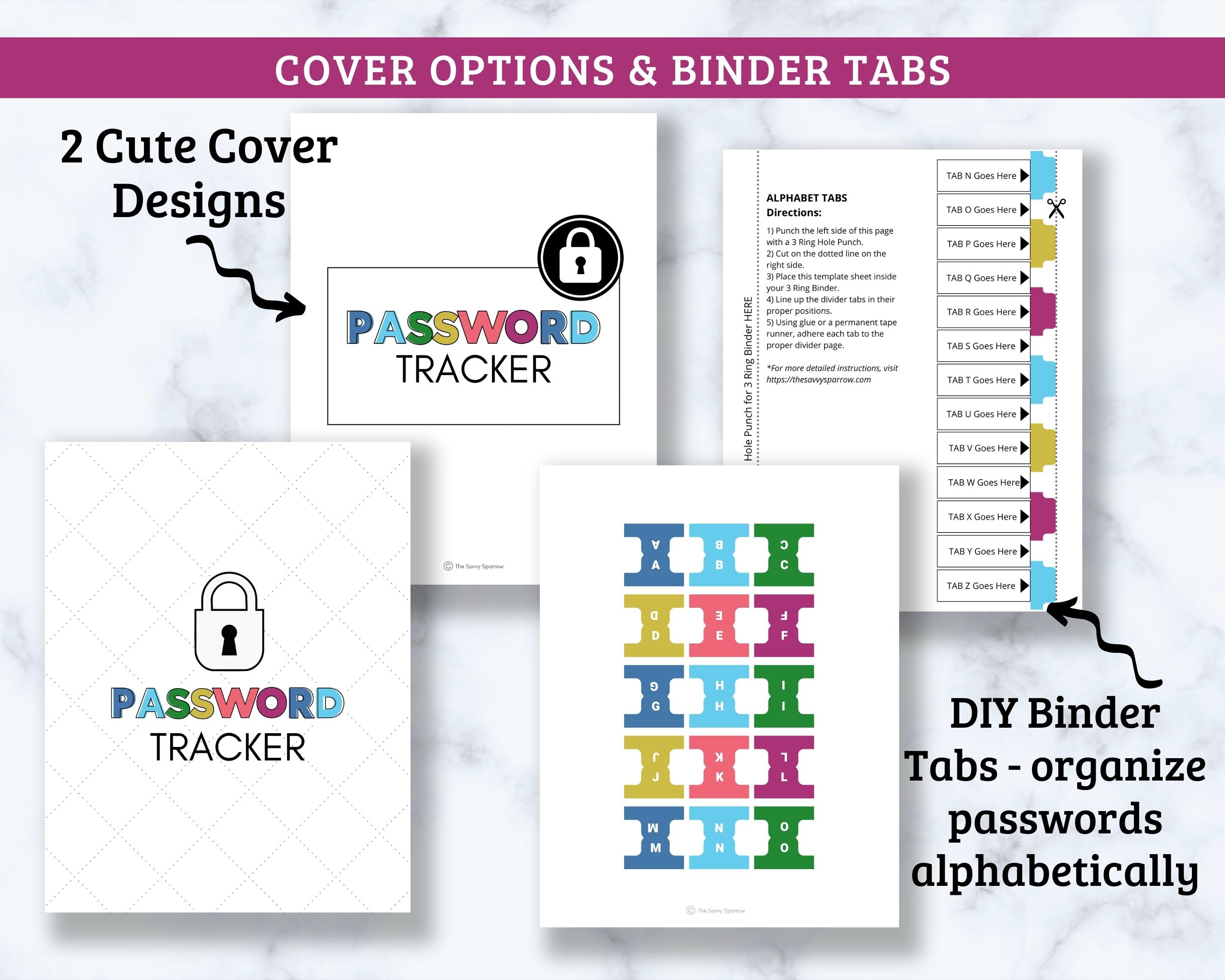 Password Tracker Printable - Password Keeper Fillable PDF - Organize ...