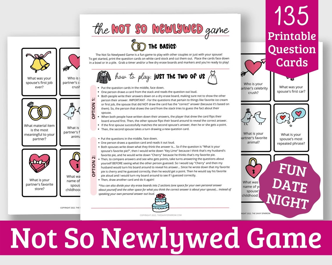 Not so Newlywed Game Printable Question Cards 135 Questions - Etsy