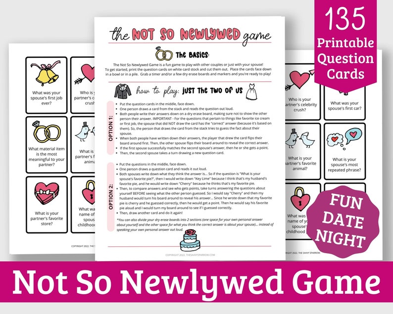 Not so Newlywed Game Printable Question Cards 135 Questions - Etsy New ...