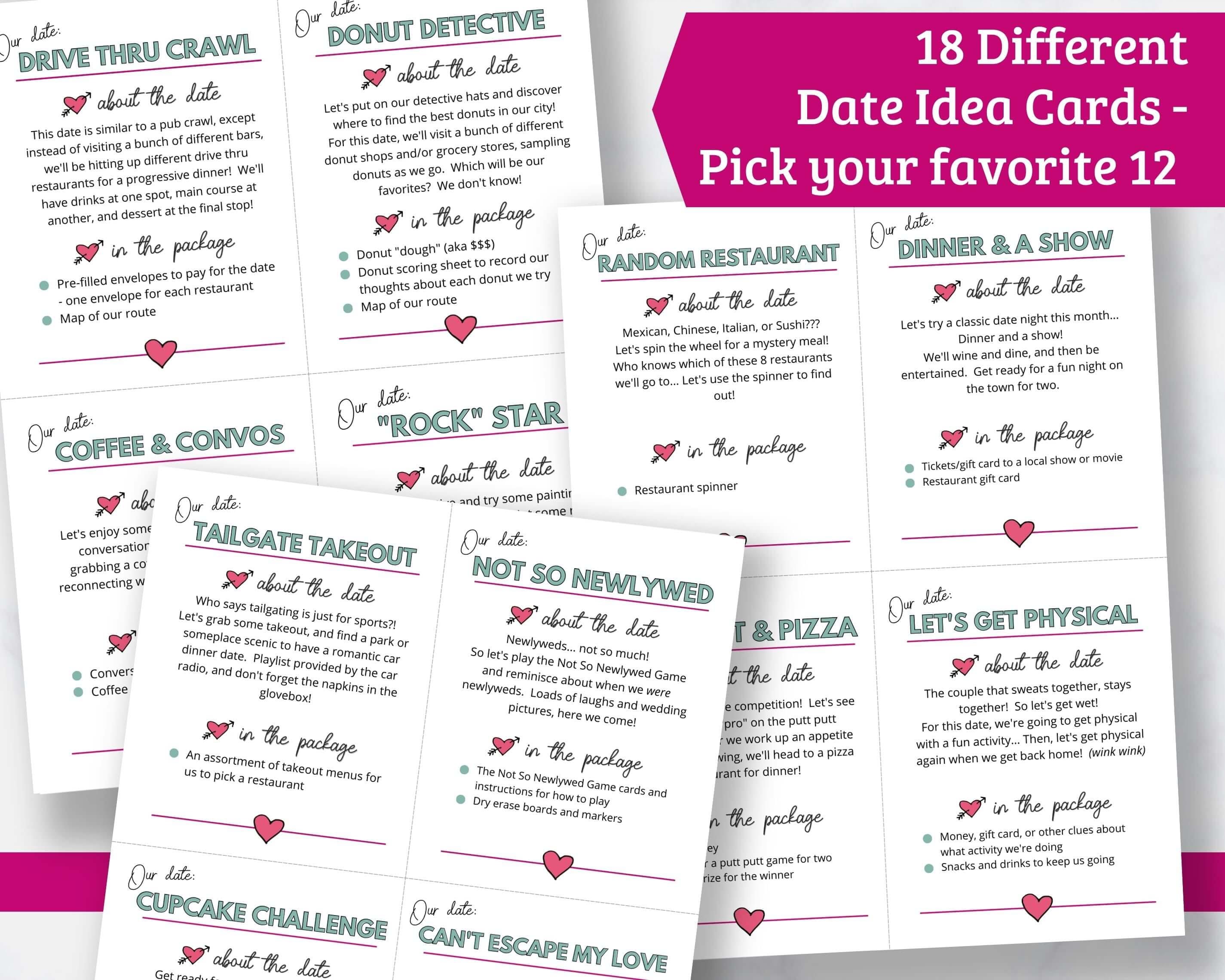Year of Dates Printables 18 Printable Date Ideas and Envelope Labels to ...