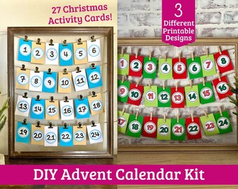DIY Advent Calendar Printables - Advent Calendar Numbers and Christmas Activities Cards for Kids - Make a Christmas Activities Countdown