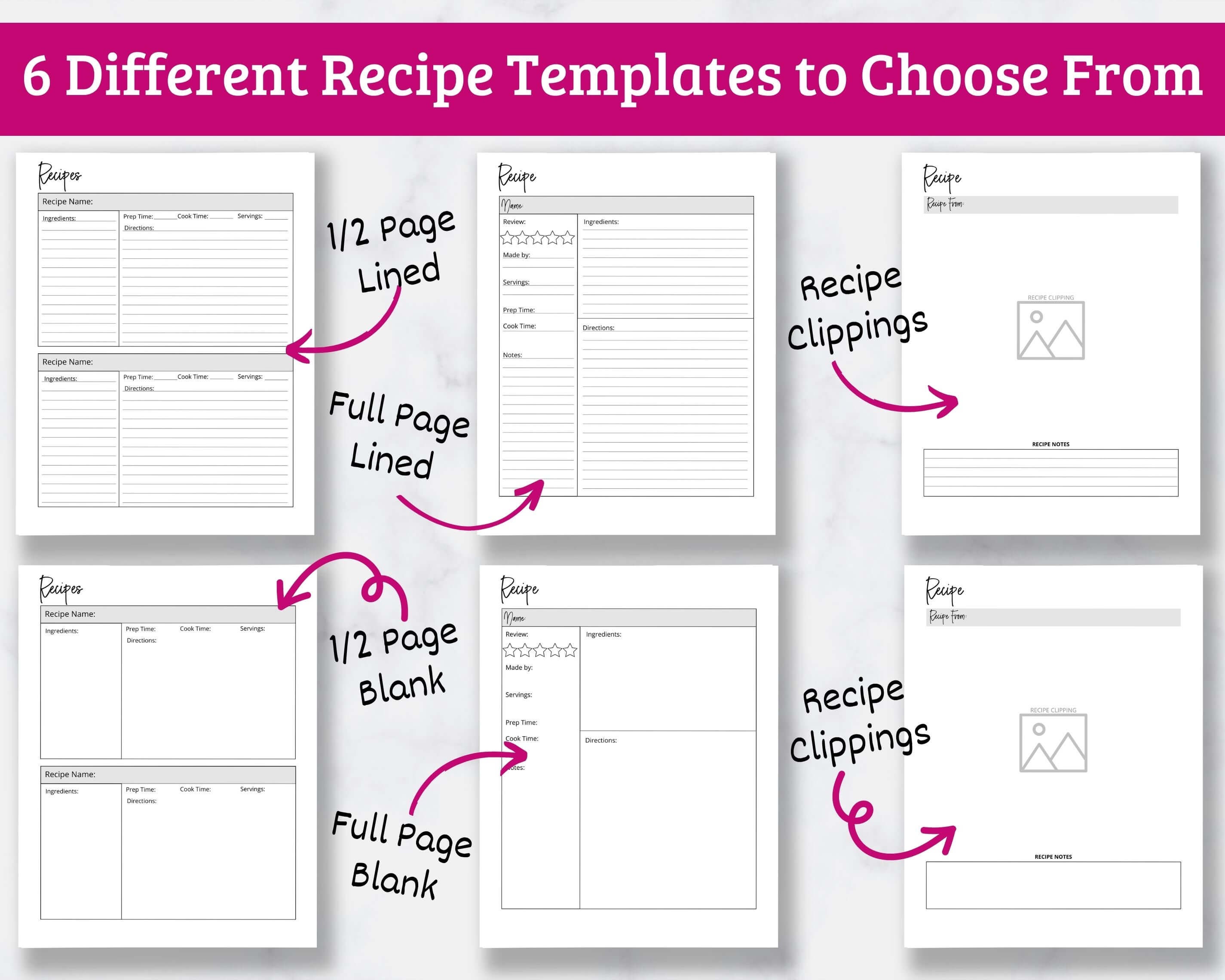 Printable Recipe Binder – Fillable Meal Planner, 50 Page PDF - Etsy