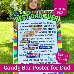 Candy Bar Poster voor papa - Vaderdag Candy Poster - Afdrukbaar cadeau voor papa - Digitale download