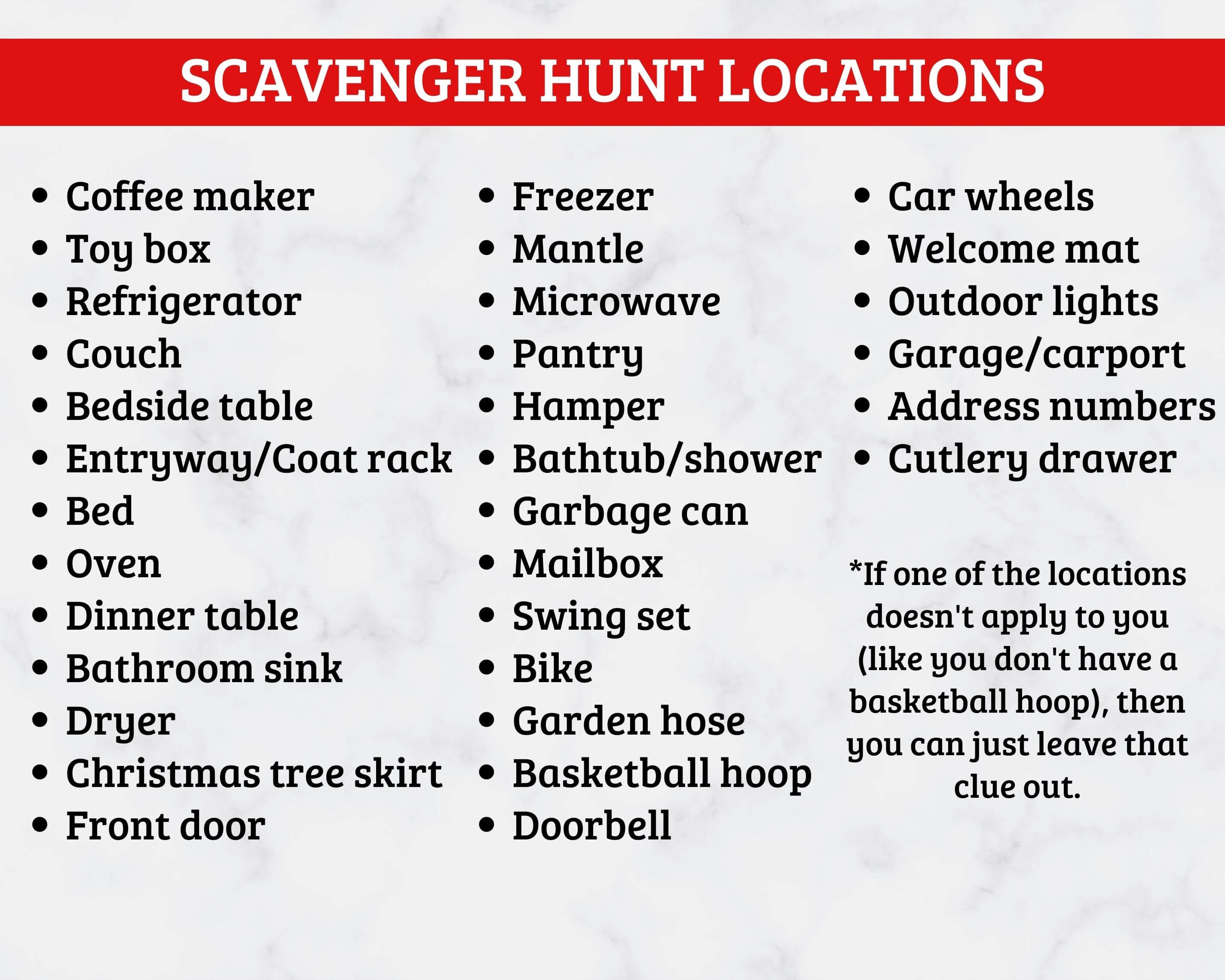 Christmas Scavenger Hunt Clues - 32 Printable Rhyming Christmas