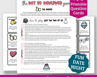 Not So Newlywed Game Printable Question Cards - 135 Questions - Great Date Night Game!