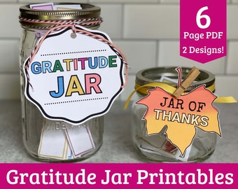 Gratitude Jar Printable for Kids - Year Round or Thanksgiving Gratitude Jar Designs - Thankful Jar Ideas!