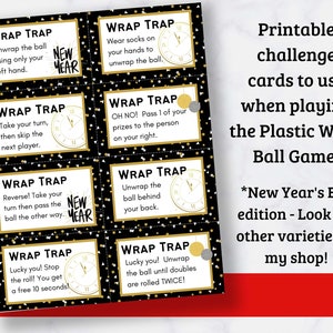 Printable Saran Wrap Ball Game Challenge Cards new Year's Edition ...