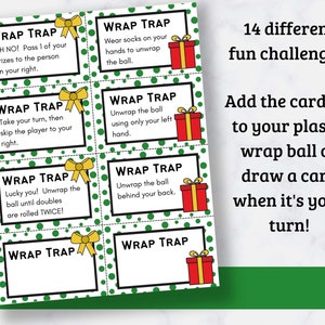 Printable Christmas Saran Wrap Ball Game Challenge Cards Printable
