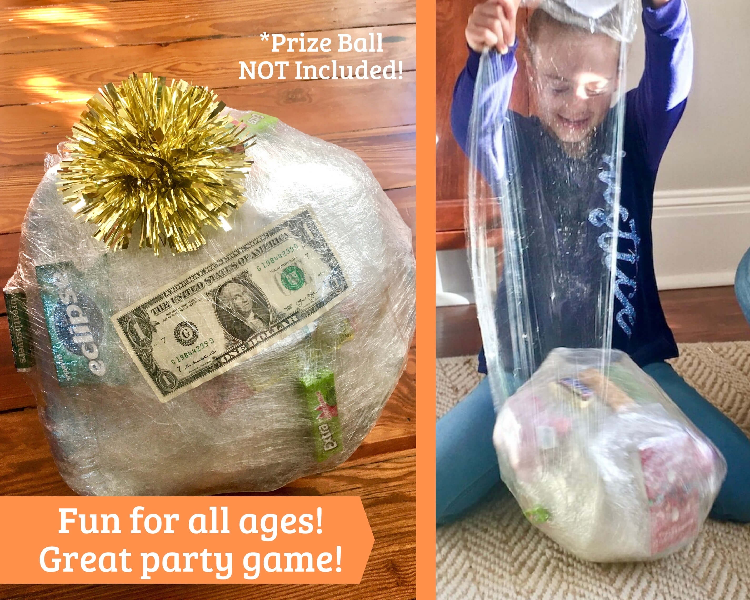 Printable Saran Wrap Ball Game Challenge Cards birthday Edition