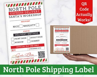 North Pole Shipping Label Printable - Printable North Pole Gift Tags from Santa!  Type your child's name in to the template!