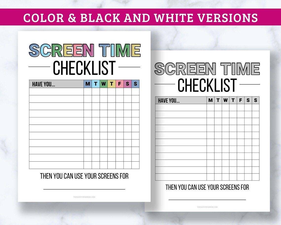 Screen Time Checklist Printable for Kids Before Screen Time Checklist ...