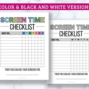 Screen Time Checklist Printable for Kids - Before Screen Time Checklist ...