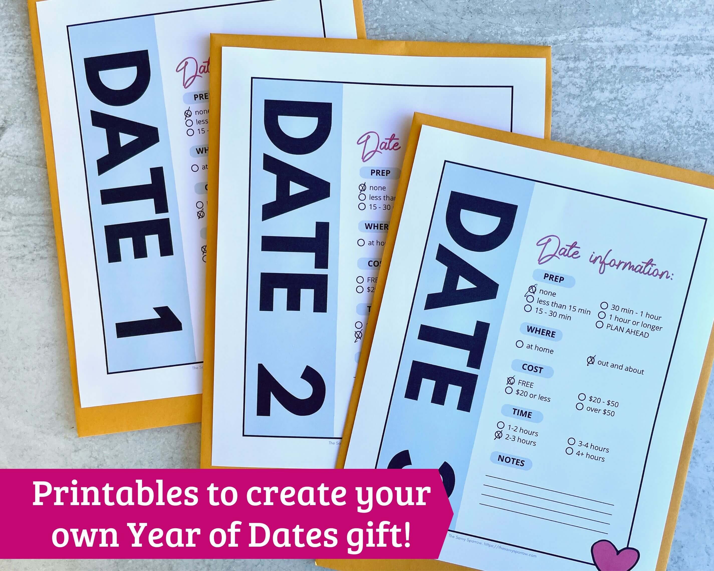 Year of Dates Printables 18 Printable Date Ideas and Envelope Labels to ...