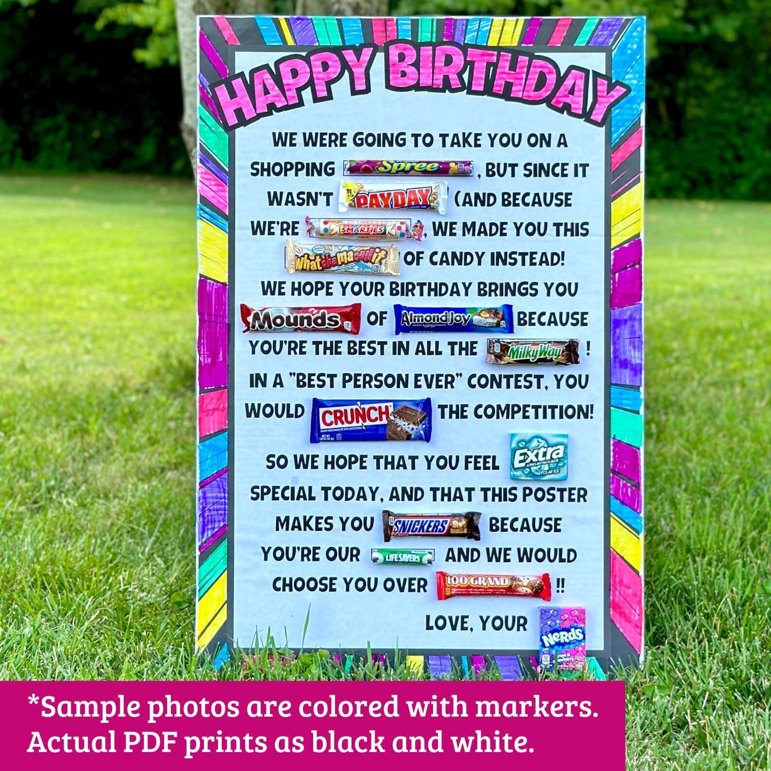 Birthday Candy Poster - DIY Candy Bar Sign for Birthdays - Printable ...