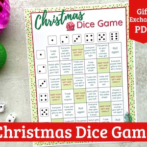 Christmas Dice Game - Fun Printable Christmas Gift Exchange Game for Holiday Party Games!