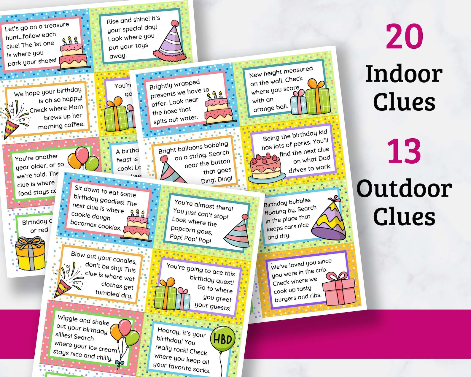Birthday Scavenger Hunt Clues for Kids - 33 Printable Rhyming Birthday ...