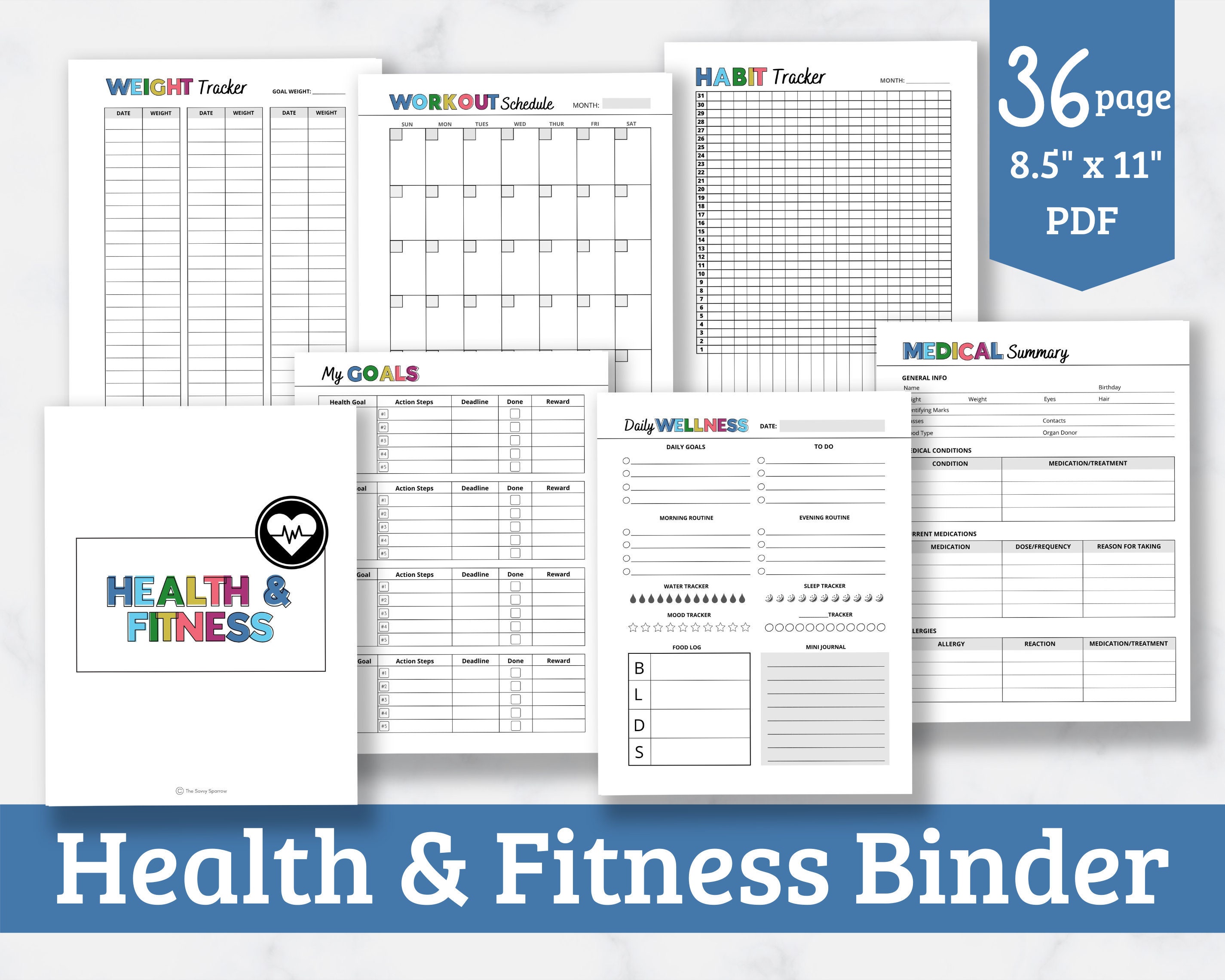 Health and Fitness Binder - Keep Track of Health, Fitness, and Medical ...