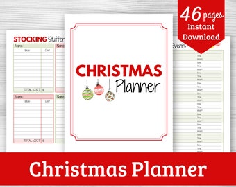Christmas Planner - Holiday Binder with Christmas Budget, Gift Tracker, Party Planner, Gift Lists, and More! 46 Page Instant Download