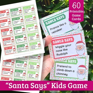 Santa Says Game - Jogo de Natal para impressão para crianças - Cartões de jogo de Natal para crianças em idade pré-escolar e infantil!