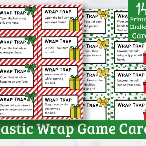 Printable Christmas Saran Wrap Ball Game Challenge Cards - Etsy