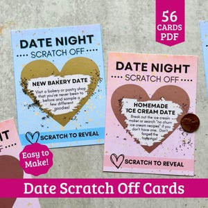 Cartes à gratter imprimables Date de nuit - 60 cartes de visite à gratter - Imprimez, coupez et ajoutez des autocollants à gratter