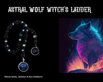 Astral Wolf Witch's Ladder - Ritual, Meditation, Witchcraft, Spellwork, Prayer Beads