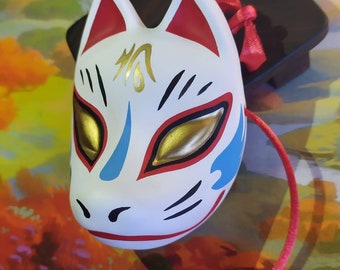 Kitsune mask for dolls, hand painted!