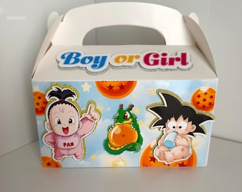 Gender Reveal gable box,Dragon ball z party,Baby pan gable box,baby Goku, gift box,goodies bag,baby shower