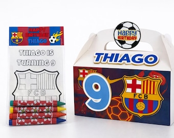 Soccer Birthday gable box, birthday, custom coloring sticker sheet, goodies bag, birthday