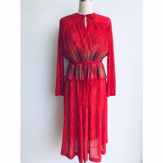 1970s Vintage Red Women’s Dress Retro Dresses