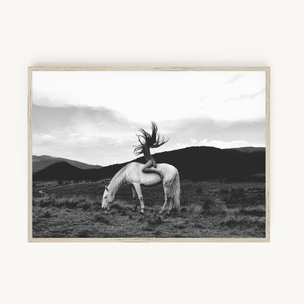 Horseback Ride print, large wall art, nature print, oversized art print, digital print, digital download, printable wall art.