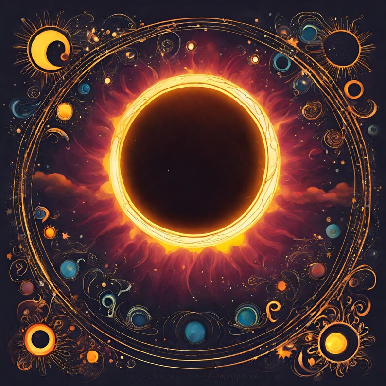 Solar Eclipse Svg, Total Eclipse, April 8 2024, Artistic, Cosmic Sun