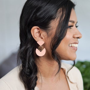 Lightweight Clip-on Earrings in Coral Pink / Clip-on Earrings for Non Pierced Ears /Polymer Clay Earrings Handmade / Minimalist Jewelry