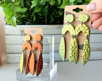 Lightweight, Colorshifting Clip-on Earrings - Handmade Polymer Clay Earrings