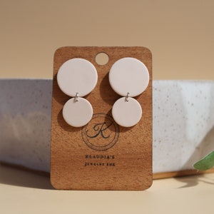 Beige Minimalist Dangle Earrings / Comfy Clip-On Earrings / Polymer Clay Earrings Handmade / Simple Modern Earrings