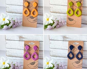 Clip-on Earrings Made of Lightweight Polymer Clay / Earrings for Non Pierced Ears / Non-Pierced Earrings Dangle