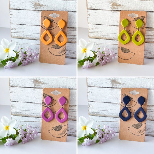 Clip-on Earrings Made of Lightweight Polymer Clay / Earrings for Non Pierced Ears / Non-Pierced Earrings Dangle