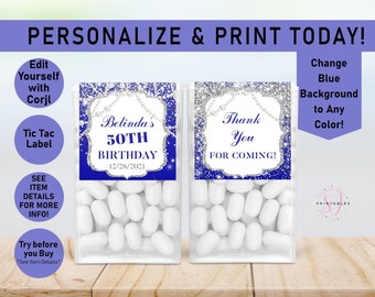 Glitter and Pearls Birthday Tic Tac Label Template, Tic Tac Favor Stickers, Printable, BIRTHDAY tic tac label, Glitter & Pearls, Favor, A35