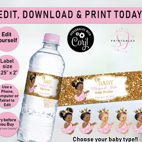Cheap baby shower water bottle labels