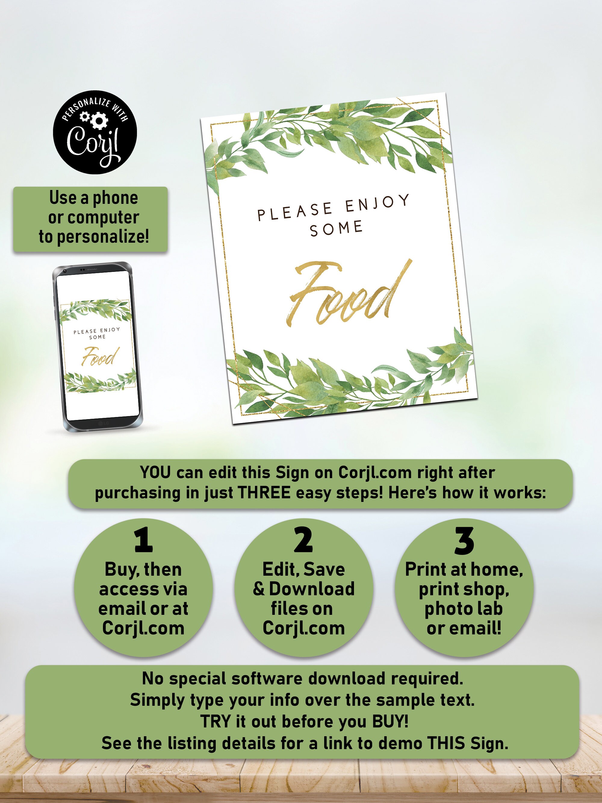 Greenery Baby Shower Food Sign Rustic Greenery Food Sign Etsy