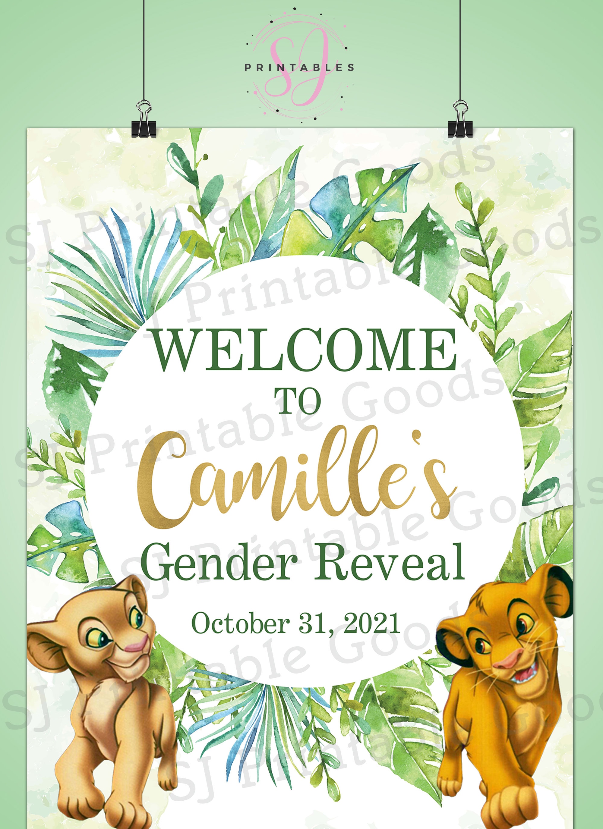 Lion King Gender Reveal Sign Simba and Nala Gender Etsy