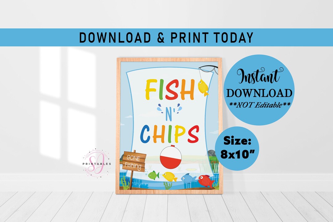 Ofishally Fish and Chips Sign INSTANT DOWNLOAD, Fishing Table, Fishing ...