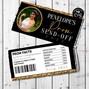 PROM Send-off, Gold Glitter and ANY Color, Hershey Candy Wrapper, Chip ...