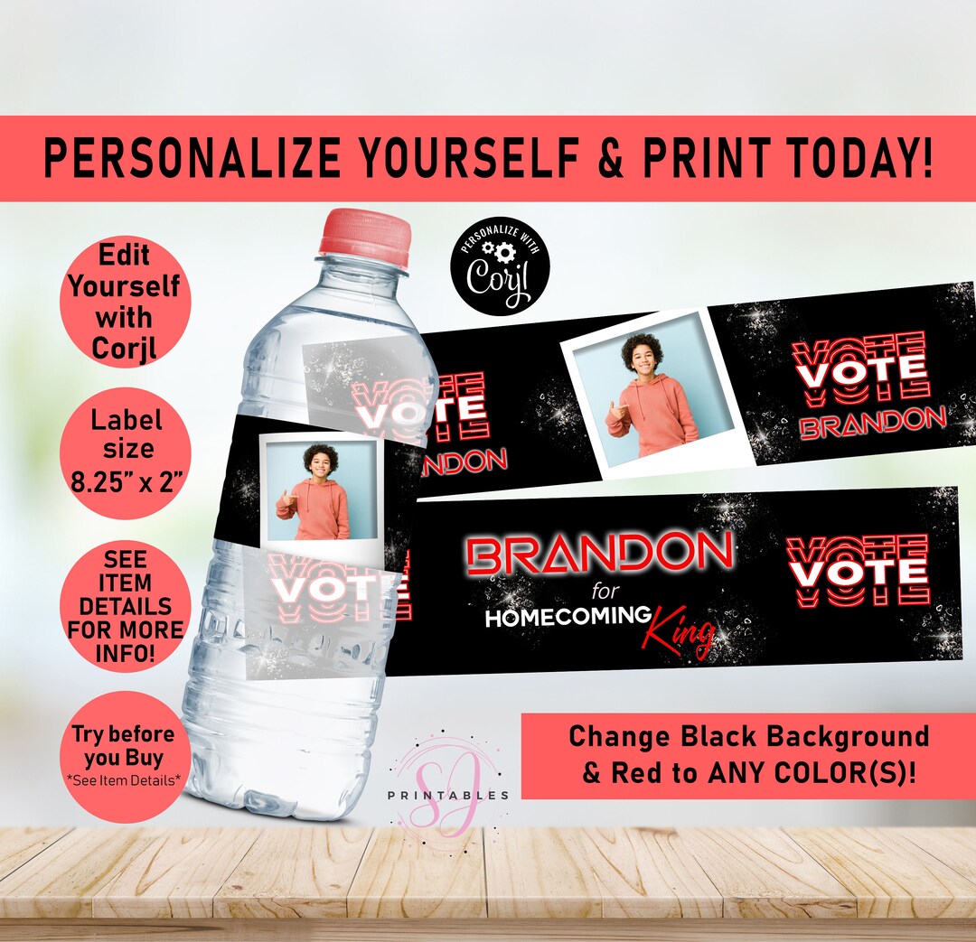 VOTE Water Bottle Labels Any Color Etsy