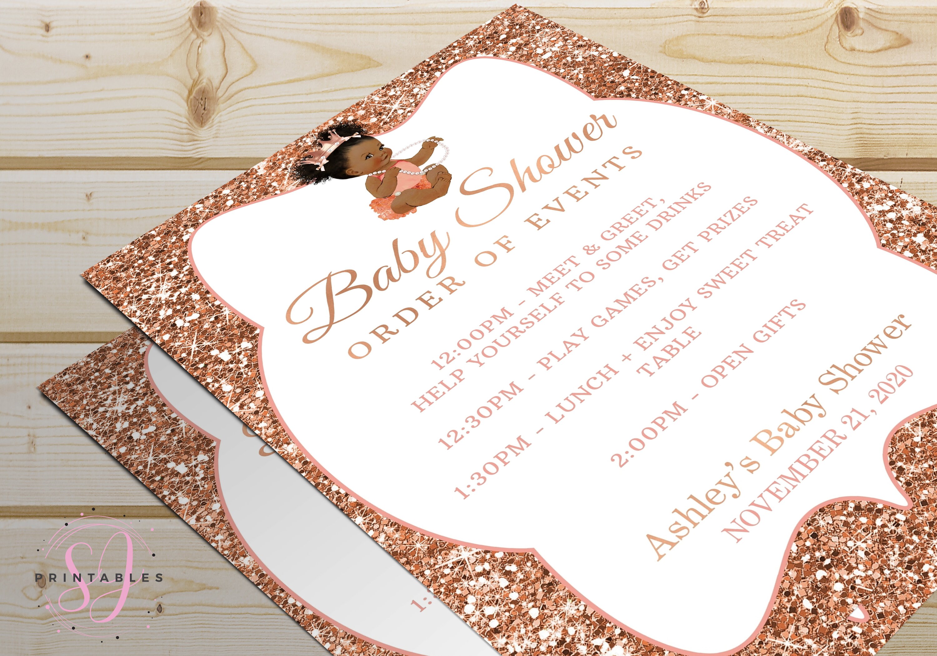 Baby Shower Order of Events Templateprintable Rose Gold Etsy