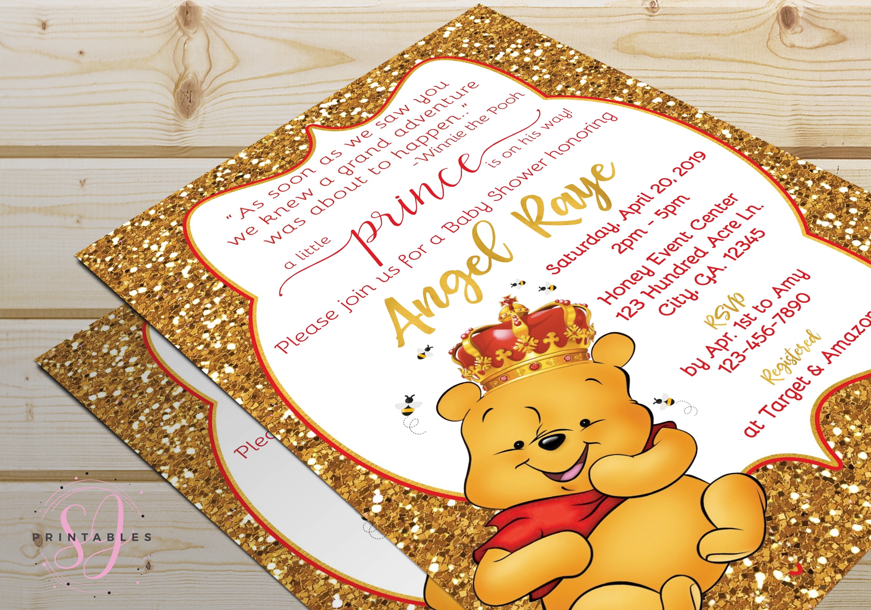 Winnie the Pooh Invitation Classic Pooh Invitation Baby Etsy