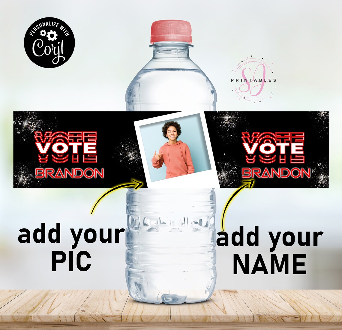 VOTE Water Bottle Labels Any Color Etsy