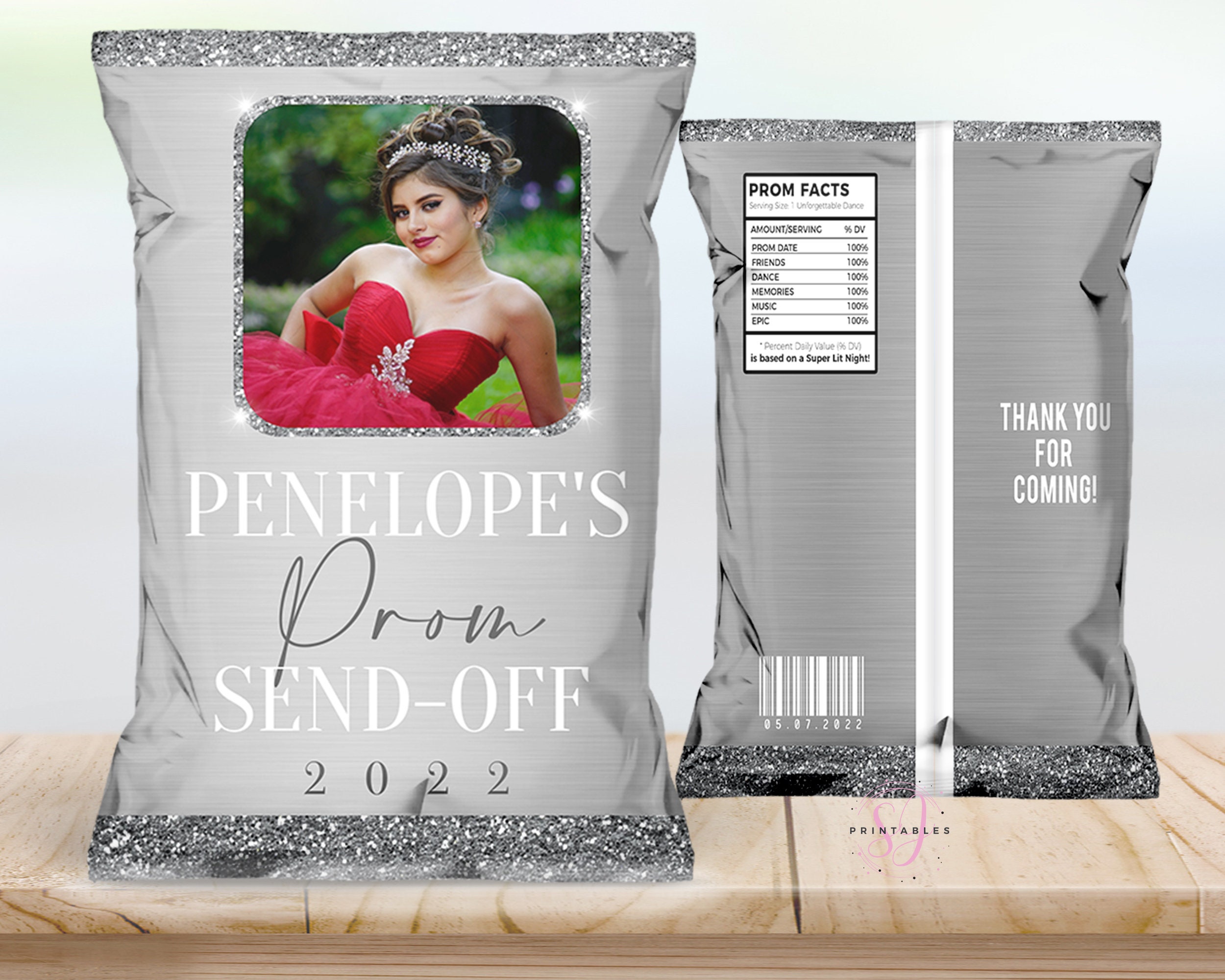 PROM Sendoff Silver on Silver Glitter Prom Send off Chip Bag Etsy