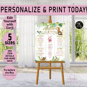 MILESTONE SIGN, Nala Birthday Poster, Lion King, Milestone Poster, Simba, Birthday Party Sign, 1st Birthday Printable, Editable, Queen, L06